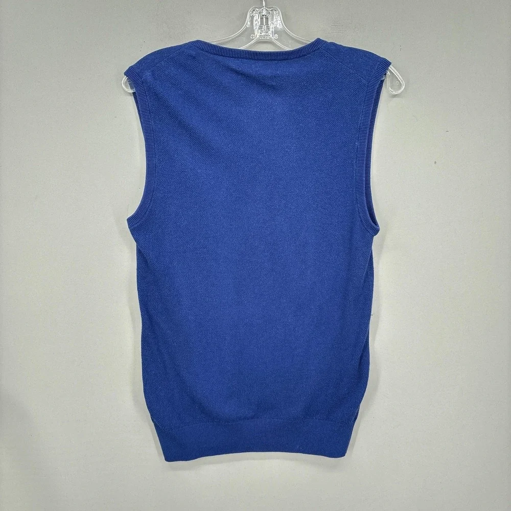Polo Ralph Lauren Sweater Vest Mens Medium Blue Cotton Cashmere‎ V Neck Vintage